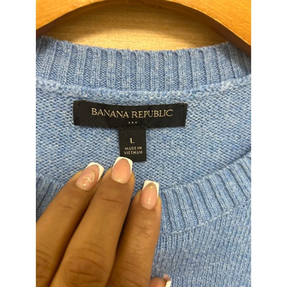 Banana Republic Mens Large Blue‎ Heather Oversized Crewneck Pocket Sweater L